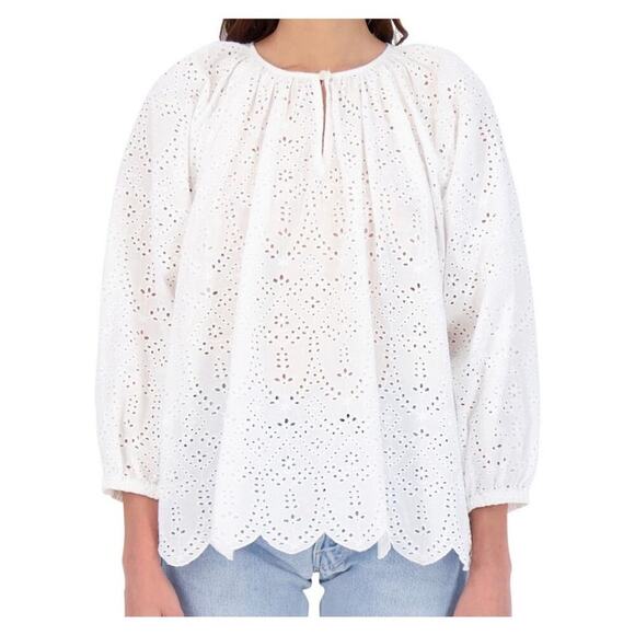 ROLLER RABBIT Anette Eyelet Button Front Blouse Shirt Women's size S - Picture 1 of 10
